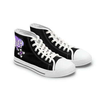 Women's High Top Canvass Sneakers Black & Purple "Slay"