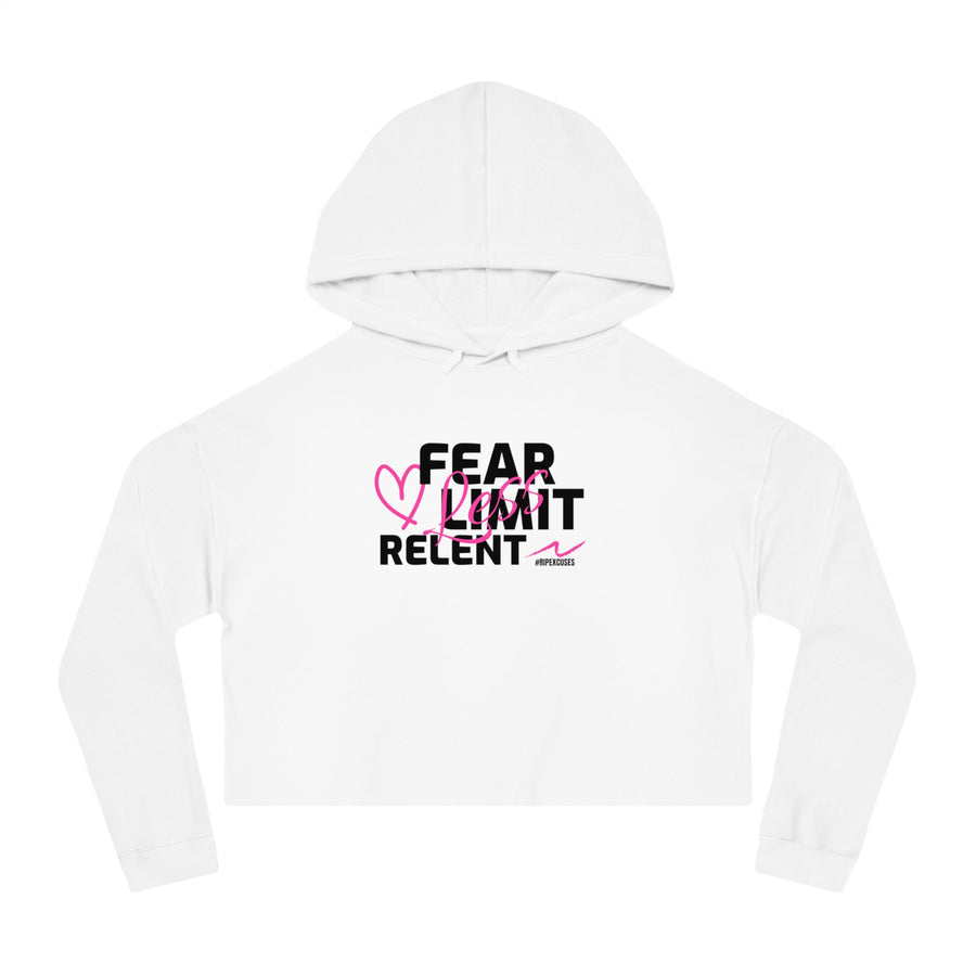 Women’s Crop Hooded Sweatshirt - Fear-Limit-Relent_LESS