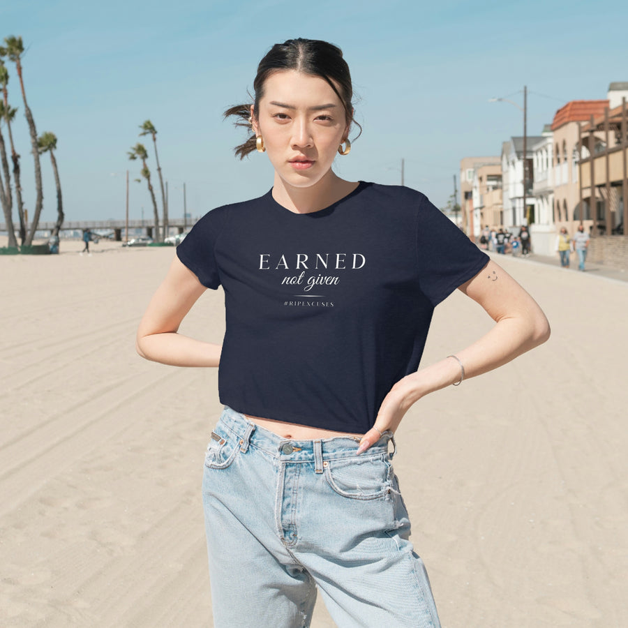 Women's Flowy Cropped Tee - Earned Not Given