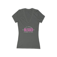 Women's Deep V-Neck Tee - Blessed