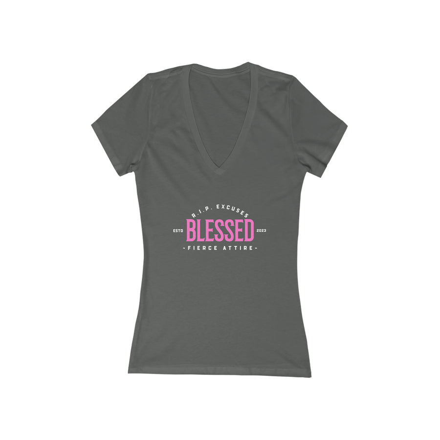 Women's Deep V-Neck Tee - Blessed