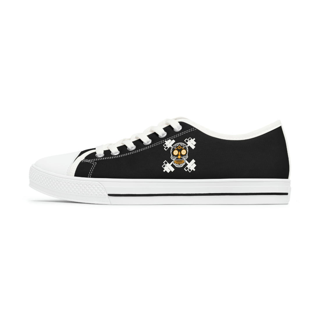 Women's Low Top Sneakers - Light Orange Skull