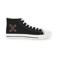 Men's High Top Sneakers - Dark Red/Orange Skull