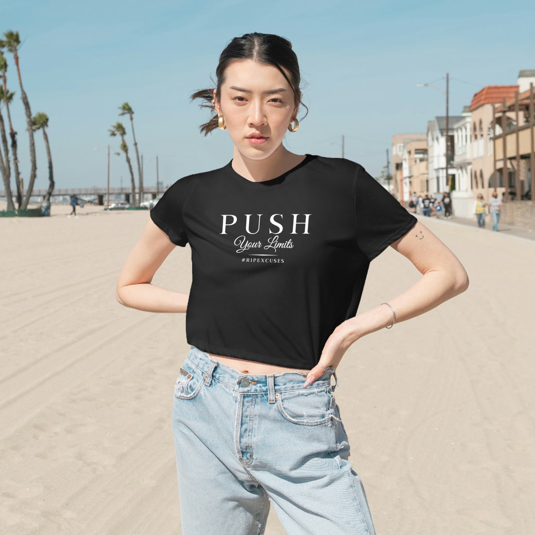 Women's Flowy Cropped Tee - Push Your Limits