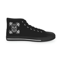 Men's High Top Sneakers - Black with Grey Skull