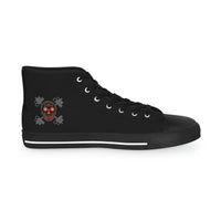 Men's High Top Sneakers - Dark Red/Orange Skull