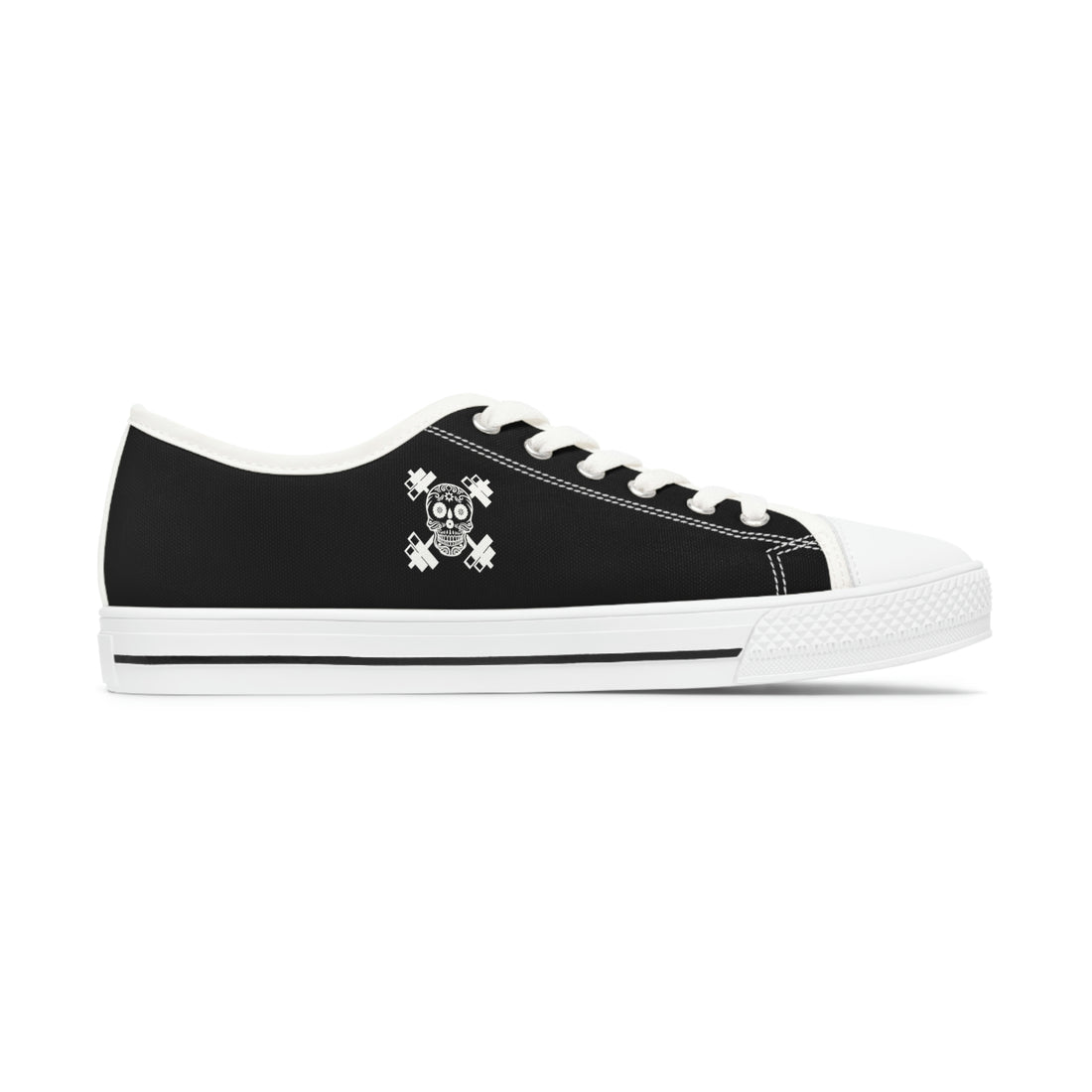 Women's Low Top Sneakers - White Skull