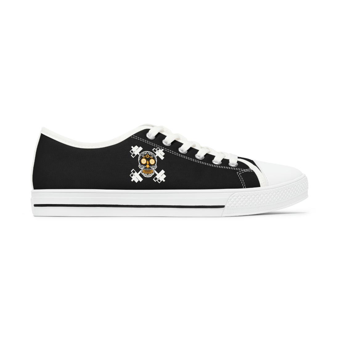 Women's Low Top Sneakers - Light Orange Skull