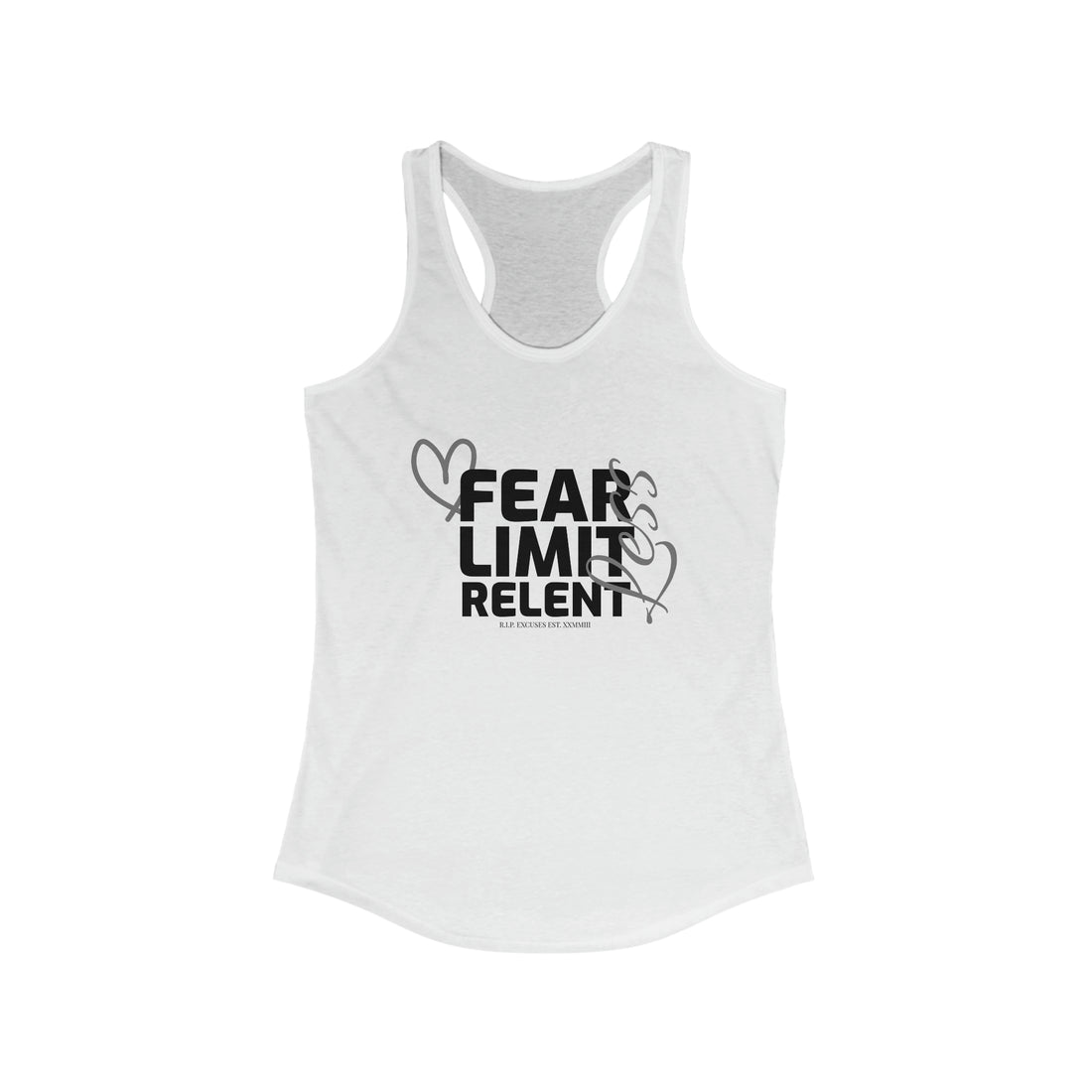 Women's Racerback Tank - Fear-Limit-Relent_LESS