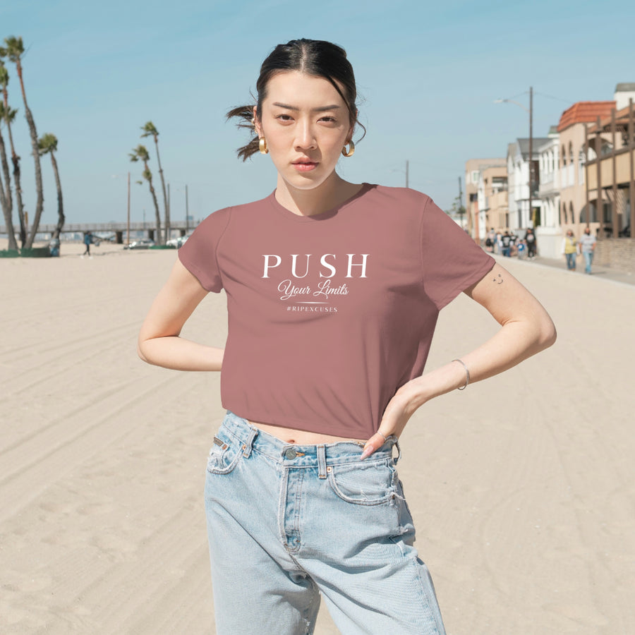 Women's Flowy Cropped Tee - Push Your Limits