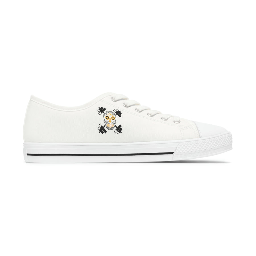 Women's Low Top Sneakers - Orange Skull