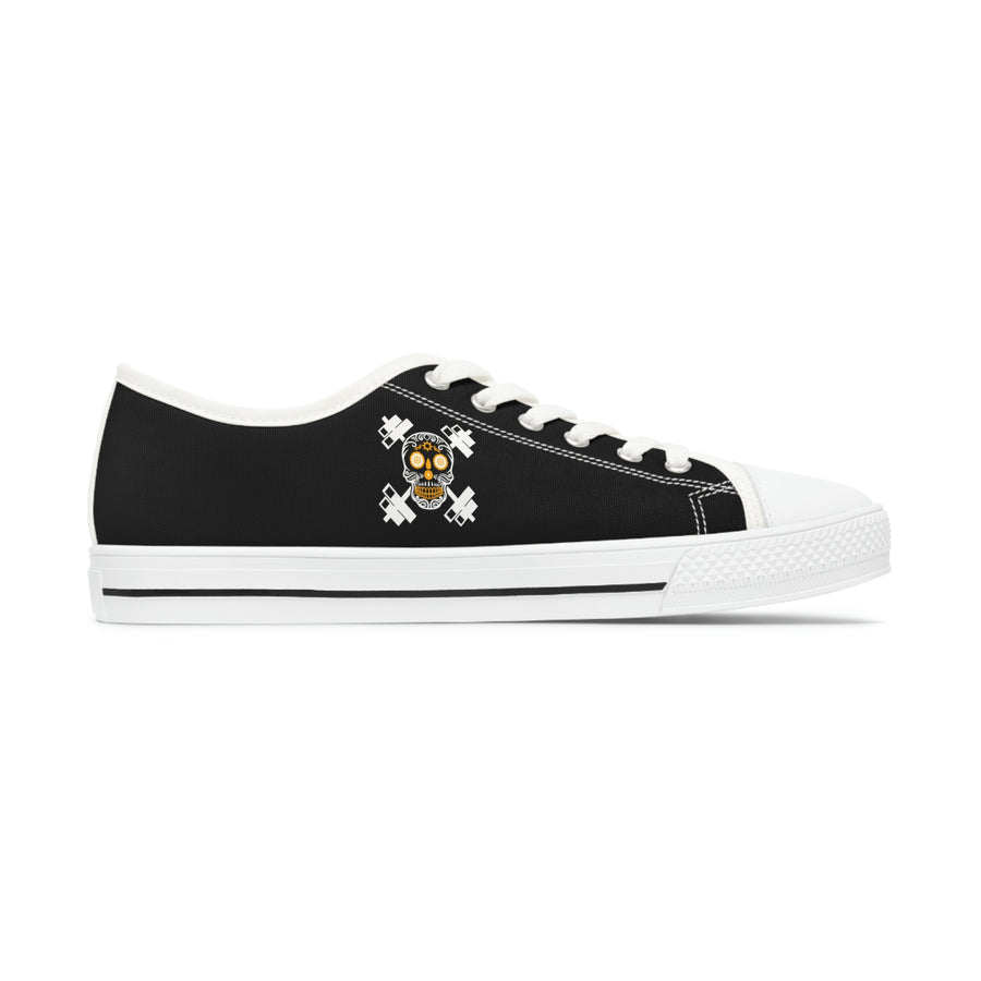 Women's Low Top Sneakers - Light Orange Skull