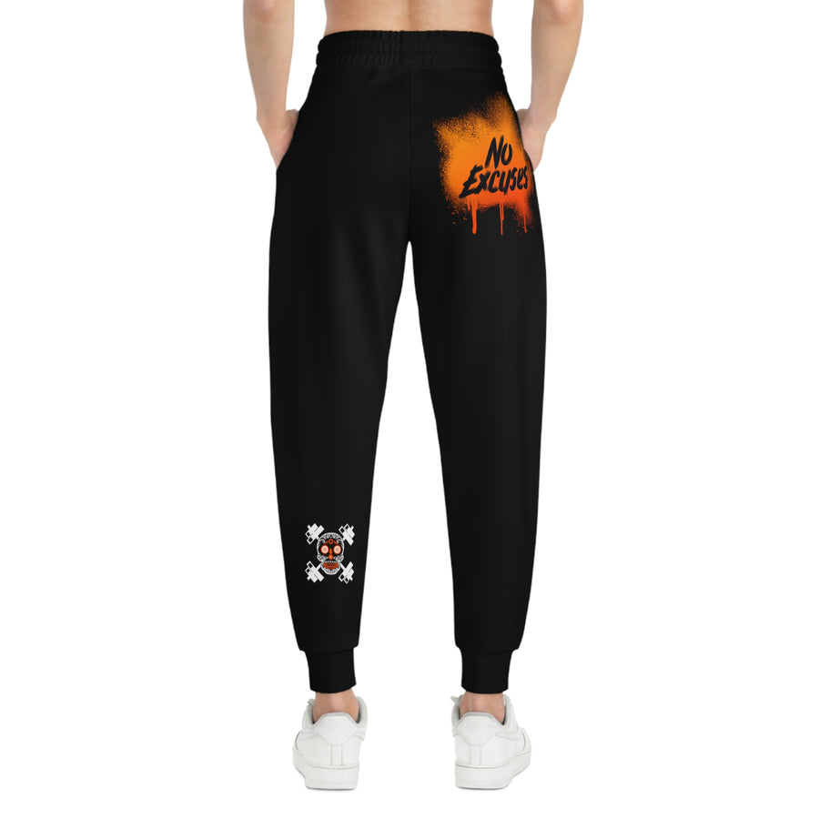 Unisex Athletic Joggers No Excuses - Graffiti Orange