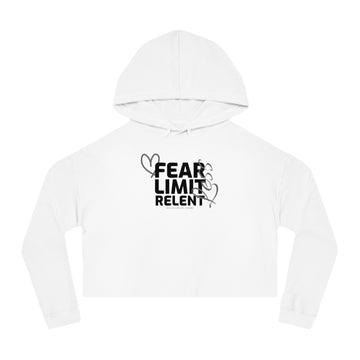 Women’s Crop Hooded Sweatshirt - Fear-Limit-Relent_LESS