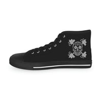 Men's High Top Sneakers - Black with Grey Skull