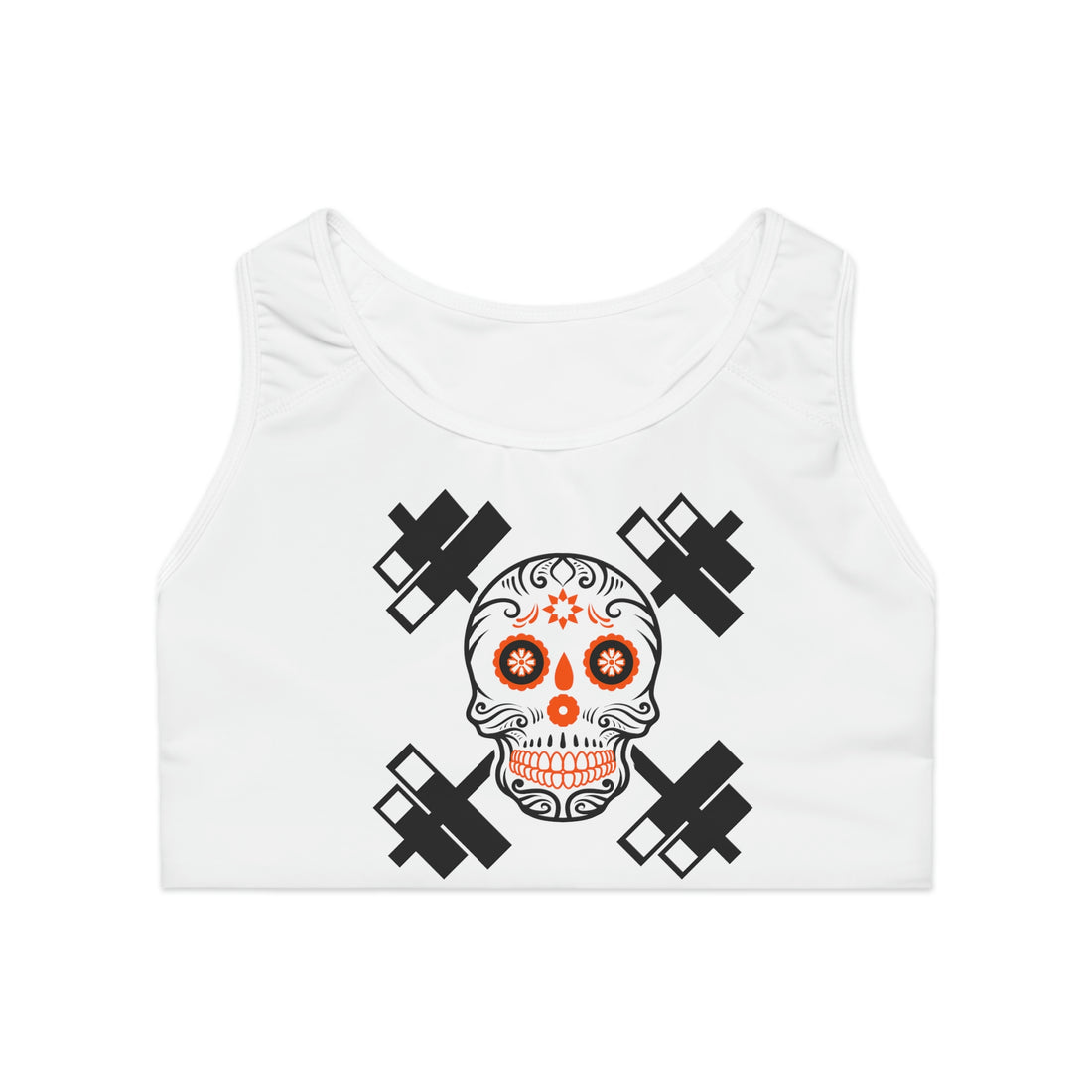 Sports Bra - Orange Sugar Skull