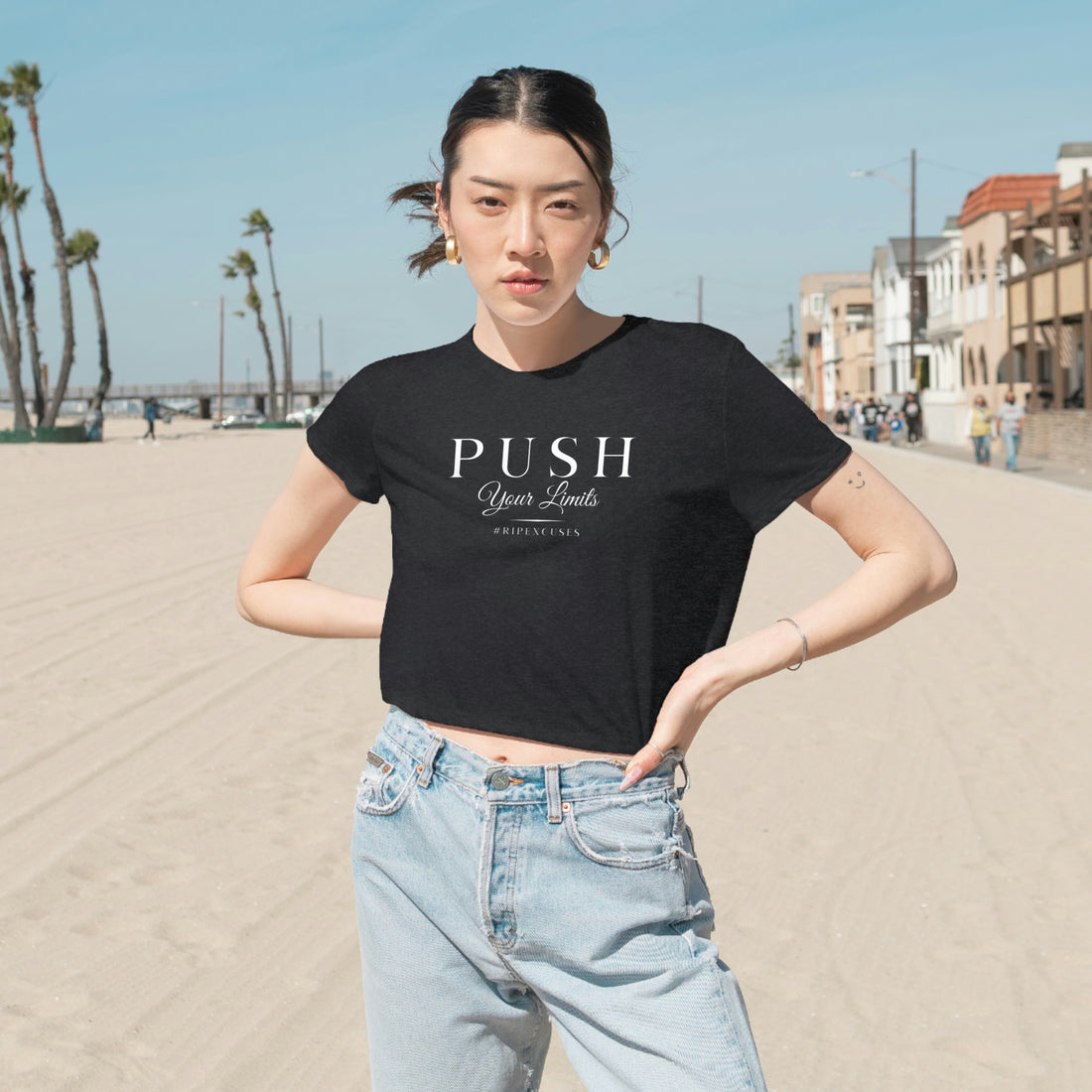 Women's Flowy Cropped Tee - Push Your Limits