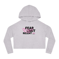 Women’s Crop Hooded Sweatshirt - Fear-Limit-Relent_LESS