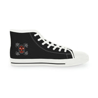 Men's High Top Sneakers - Dark Red/Orange Skull