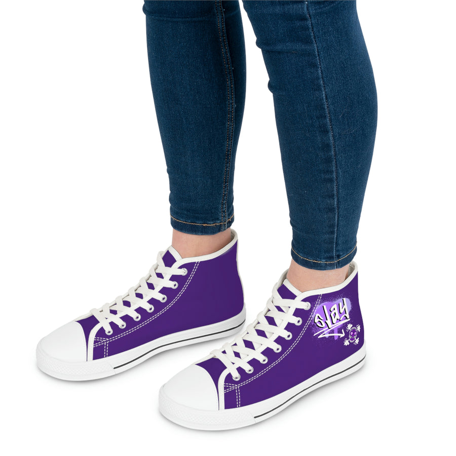 Women's High Top Canvass Sneakers "Purple Slay"