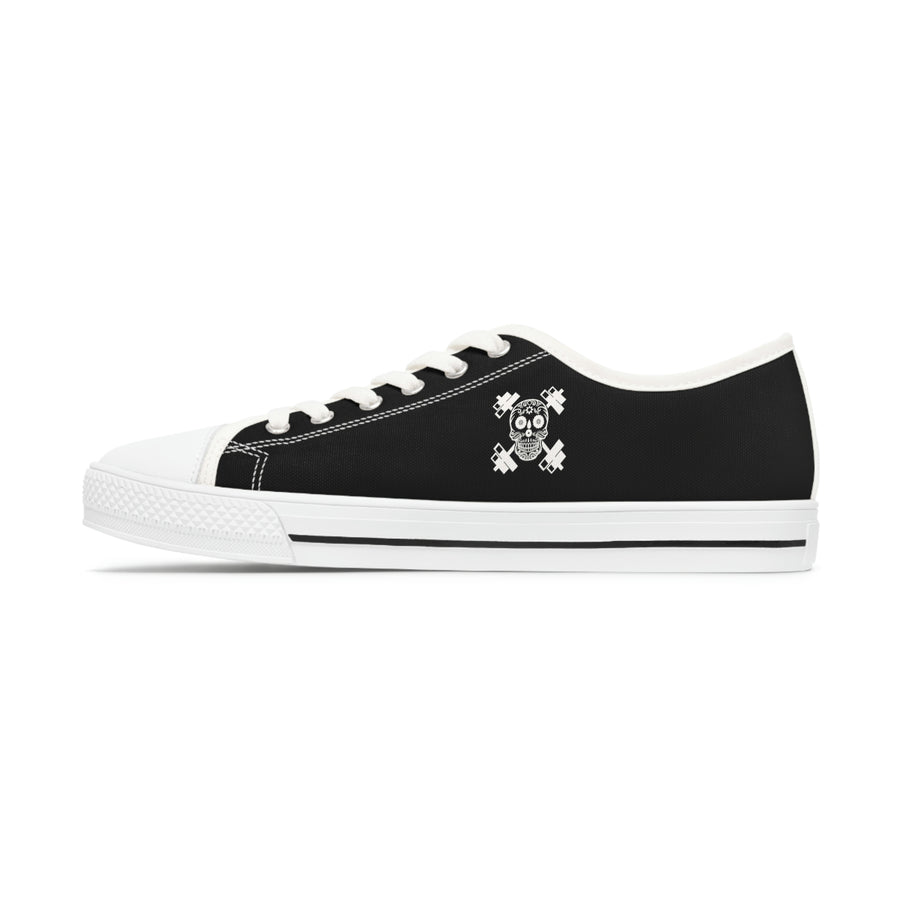 Women's Low Top Sneakers - White Skull