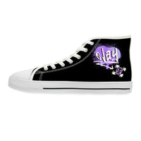 Women's High Top Canvass Sneakers Black & Purple "Slay"