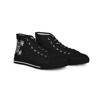 Men's High Top Sneakers - Black with Grey Skull